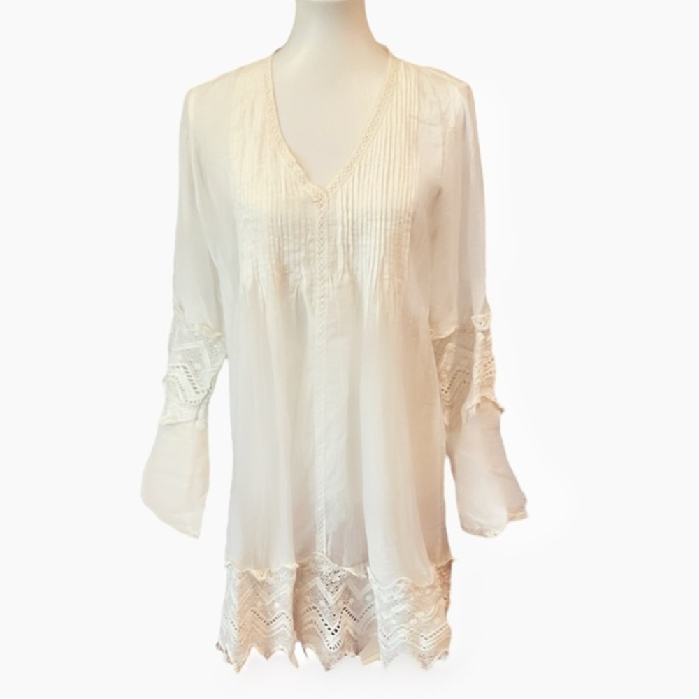 Roberta Freymann Sheer Lace Dress Coverup S